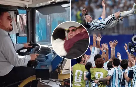 Chofer argentino celebra triunfo ag�nico de Argentina con pasajeros
