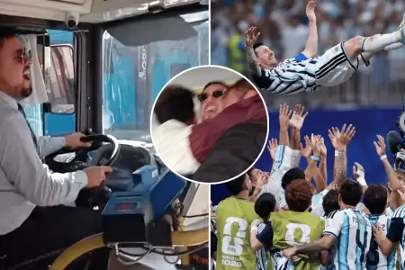 Chofer argentino celebra triunfo ag�nico de Argentina con pasajeros