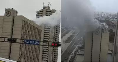 Reportan incendio en los �ltimos pisos del hotel Sheraton