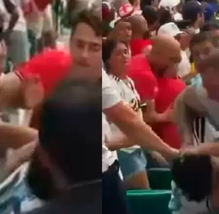 La pelea entre argentinos e ingleses durante el partido de cuartos de final del 