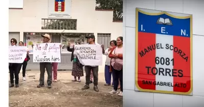 Decenas de padres protestan contra colegio de VMT por cortes el�ctricos durante