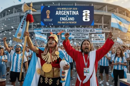 'Hincha israelita' y 'El inca de la selecci�n' alientan a Argentina
