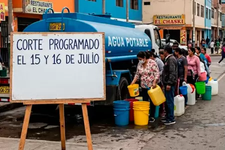 Corte de agua el 15 y 16 de julio en distritos de Lima.