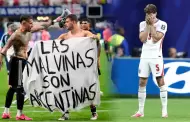 Jugadores de Argentina despliegan pancarta tras vencer a Inglaterra: "Las Malvinas son argentinas"