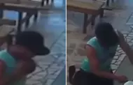 Hombre se arrodilla para rezar en una iglesia y luego se lleva las donaciones de los feligreses