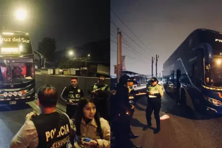 Balean buses de Cruz del Norte y Cruz del Sur durante salida de Lima
