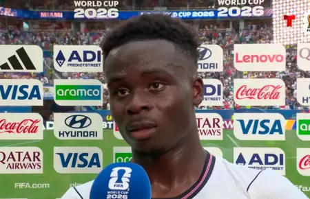 Bukayo Saka declarando ante un medio tras ganarle a Francia.