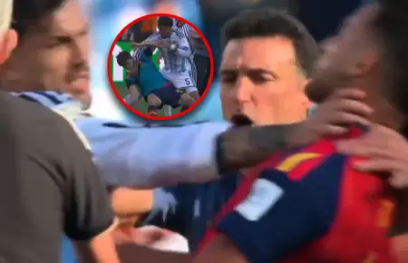 Momentos de tensi�n se vivieron tras el triunfo de Espa�a.