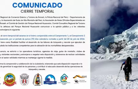 Cierre temporal de nevado Huascar�n