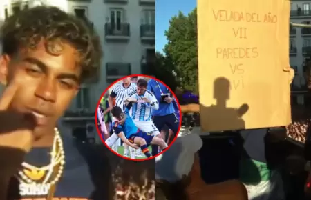 Hinchas espa�oles lanzaron cartel con broma en referencia a la pelea.