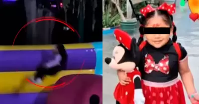 Una ni�a de siete a�os sufri� un grave accidente en un juego inflable.