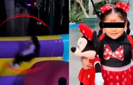Una ni�a de siete a�os sufri� un grave accidente en un juego inflable.