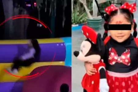 Una ni�a de siete a�os sufri� un grave accidente en un juego inflable.