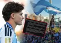 Juli�n �lvarez deja mensaje a la hinchada argentina tras la final del Mundial: "Esta bandera es lo que nos define"
