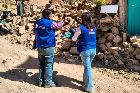 Defensor�a del Pueblo inspecciona saldo del fuerte sismo en Jun�n.