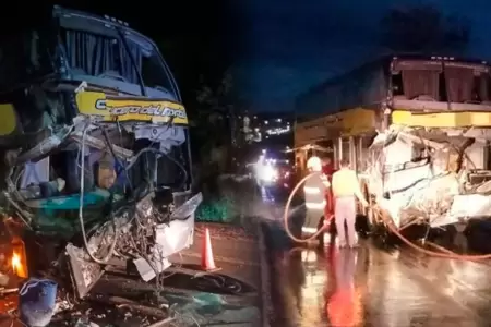 Accidente tras choque de bus y cami�n en Argentina.