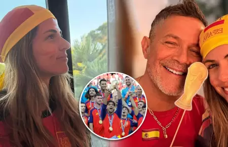 Los artistas celebraron la victoria de Espa�a.