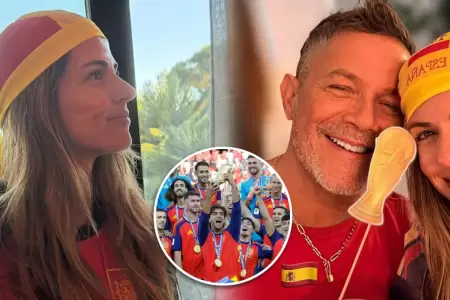 Los artistas celebraron la victoria de Espa�a.
