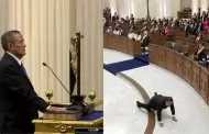 Absalón Vásquez protagonizó aparatosa caída minutos antes de asumir como senador