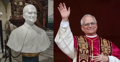 Busto del papa Le�n XIV en la Catedral de Lima