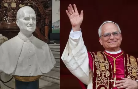 Busto del papa Le�n XIV en la Catedral de Lima