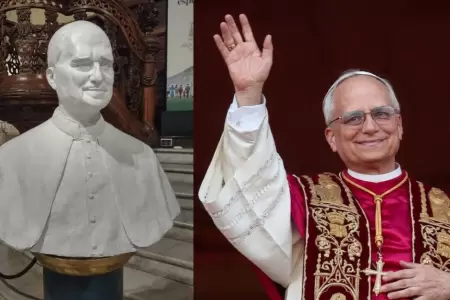 Busto del papa Le�n XIV en la Catedral de Lima