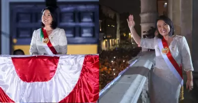 Primer balconazo de Keiko Fujimori en Palacio de Gobierno