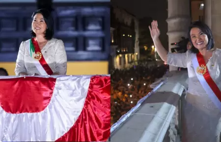 Primer balconazo de Keiko Fujimori en Palacio de Gobierno