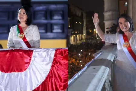 Primer balconazo de Keiko Fujimori en Palacio de Gobierno