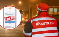 Sutran ALERTA sobre falsa modalidad de ESTAFA con supuestas órdenes de captura vehicular