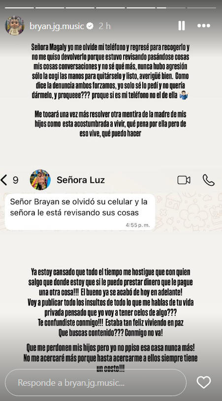 Bryan Torres se pronuncia tras denuncia de Samahara