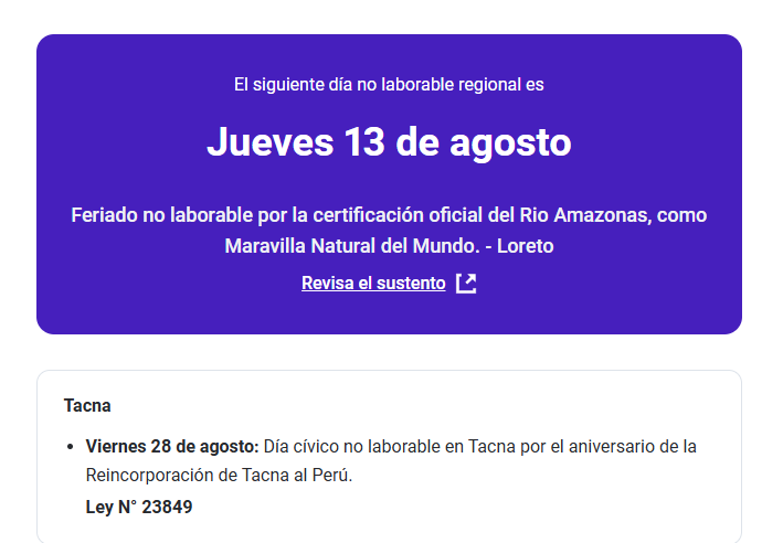 Días no laborables en Perú.