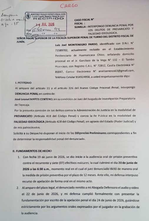 Militares denunciaron al juez.