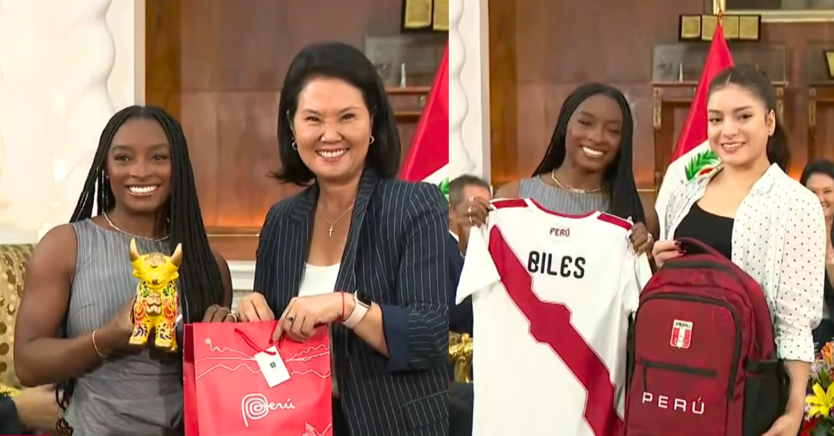 La presidenta peruana saludó la llegada de la atleta Simone Biles