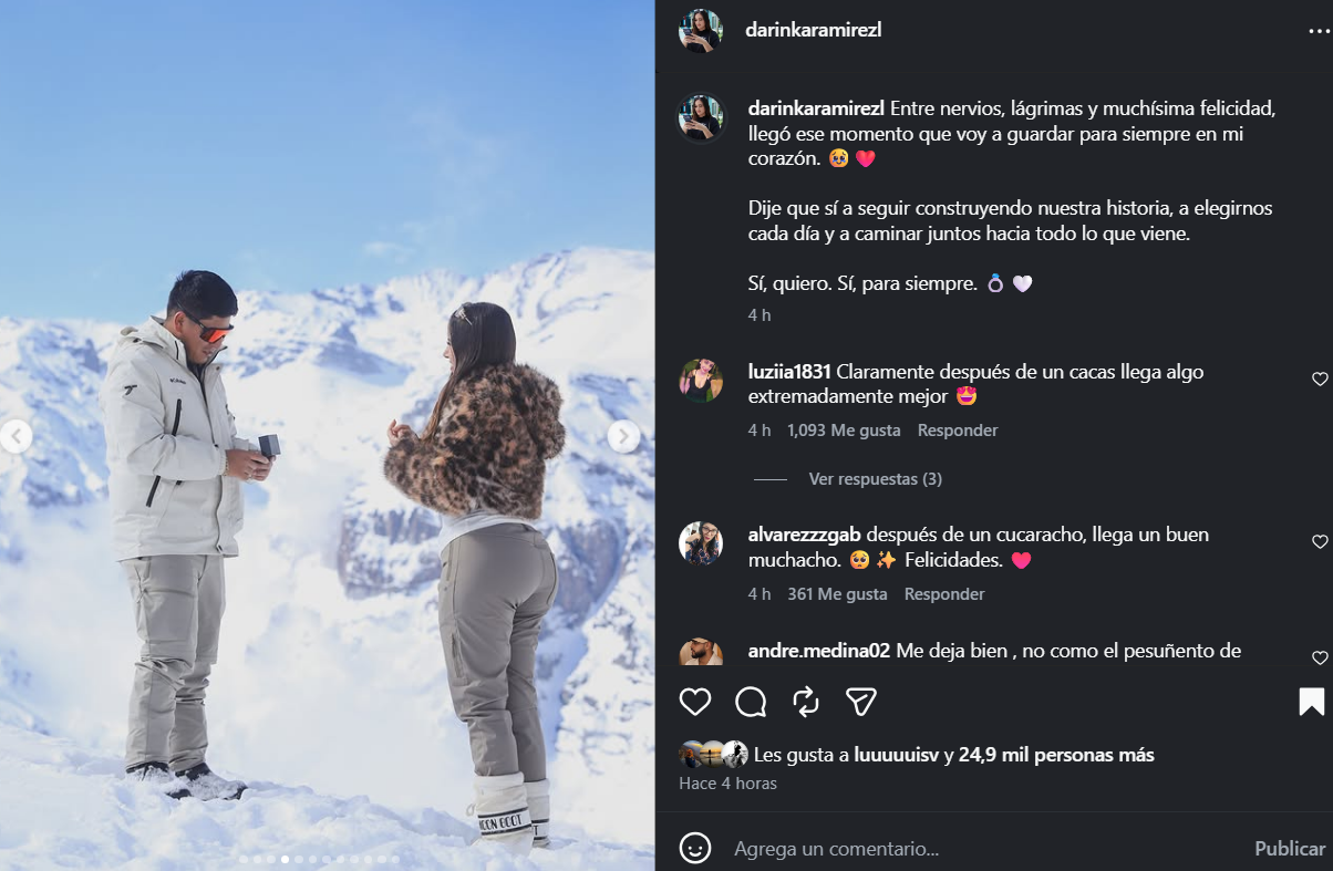 Darinka se comprometió con su novio Sebastián González