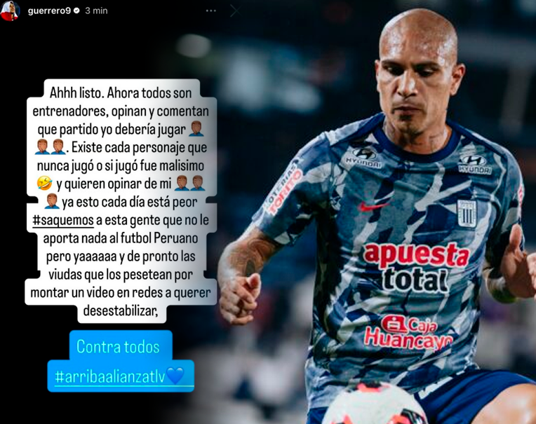 Mensaje de Paolo Guerrero en respuesta a sus críticos.
