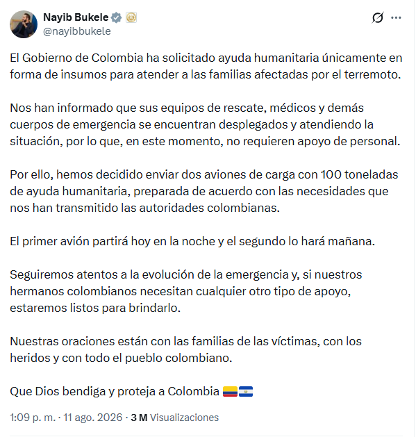 Post de Nayib Bukele