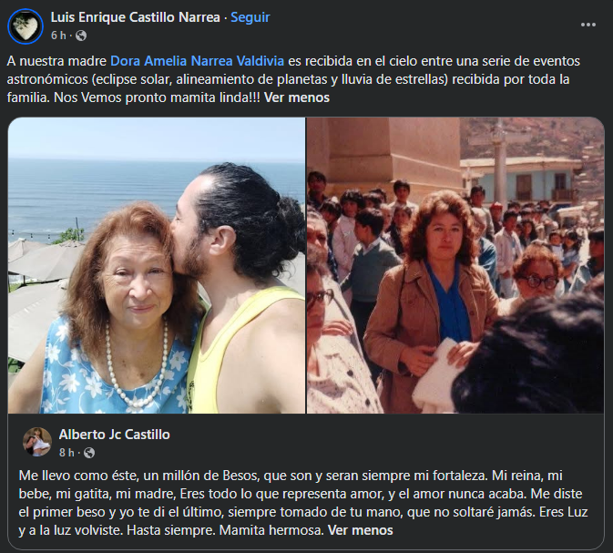 Hijos de Dora confirmaron la noticia de la partida.