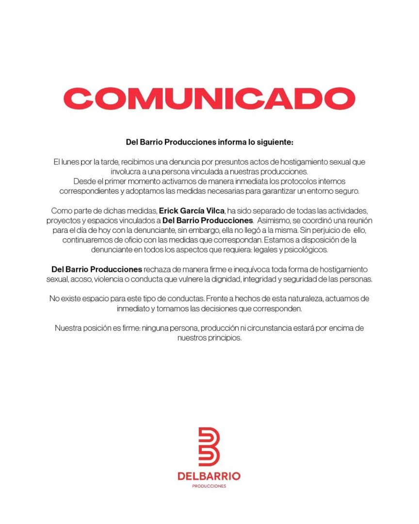 Productora decide separar al productor.