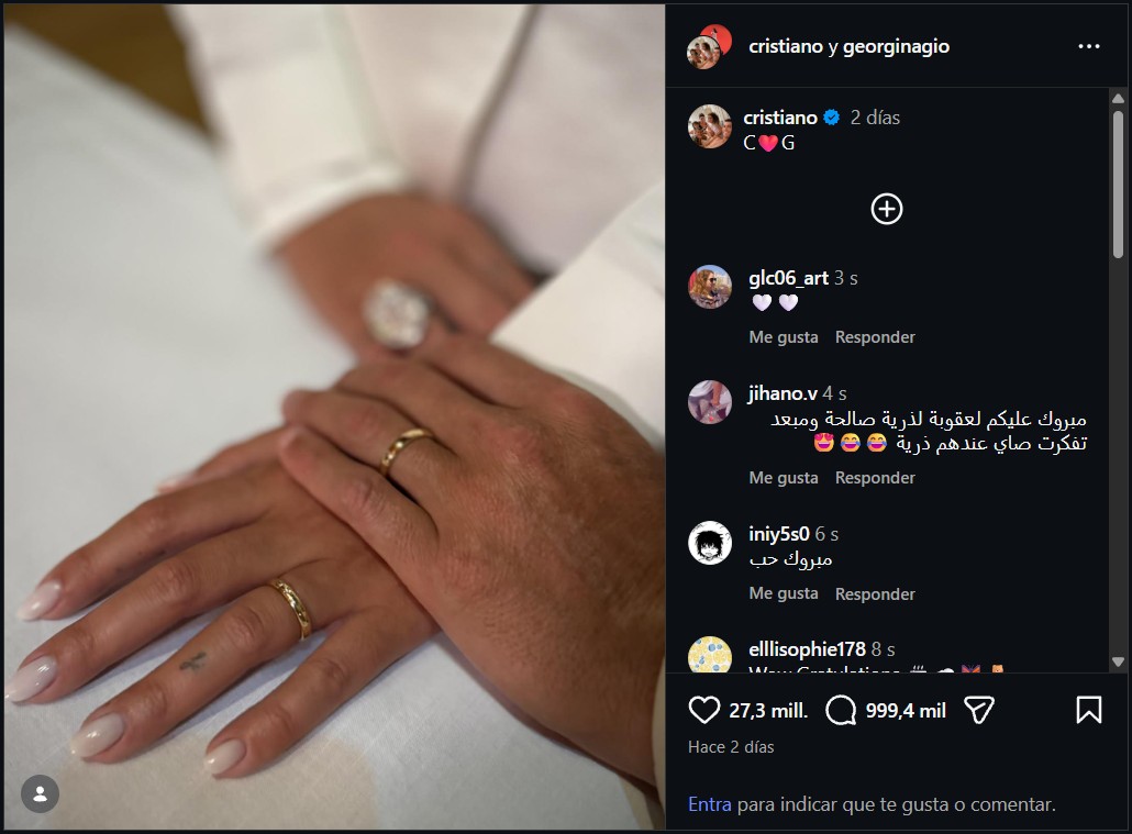 La pareja confirmó su unión en redes.