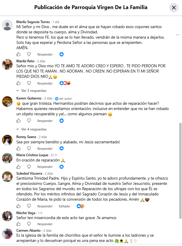 Vecinos y fieles asistentes a la Parroquia expresaron su descontento en comentarios
