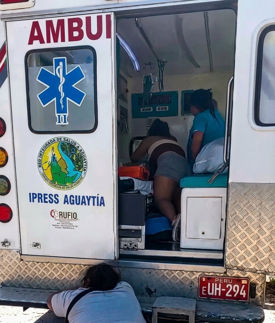 Ambulancia donde traslaban al paciente hacia un centro médico especializado