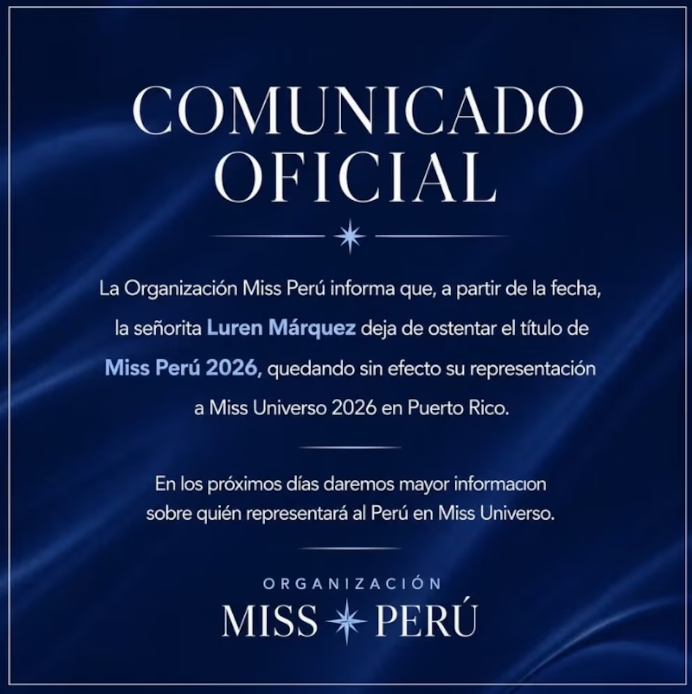 Comunicado de la Organizacion Miss Perú
