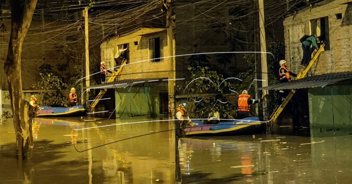 Equipo rescatista auxiliar a habitantes de una vivienda en Villa El Salvador