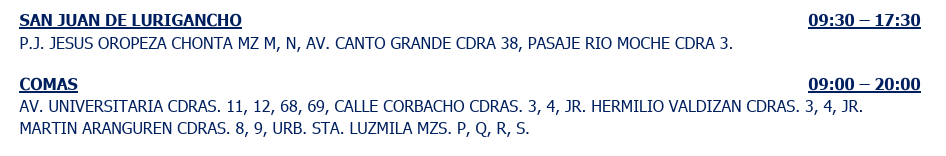 Corte de luz en SJL y Comas el 17 de agosto.