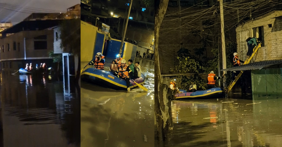 Personal de rescate se trasladaba por calles inundadas