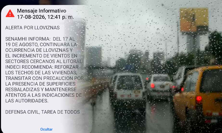 Senamhi lanza alerta Sismate por "lloviznas" del 17 al 19 de agosto.