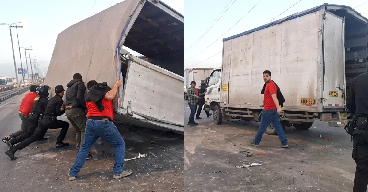 Entre trabajadores, efectivos policiales y un motorizado levantar el vehículo