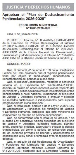 Plan de Deshacinamiento Penintenciario, 2026-2028