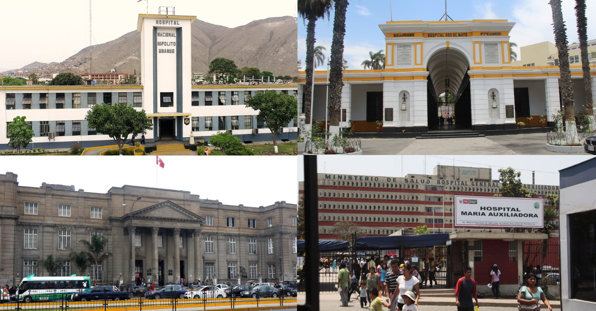 Hospital Hip�lito Unanue, Hospital Dos de Mayo, Hospital Arzobispo Loayza y Hospital Mar�a Auxiliadora